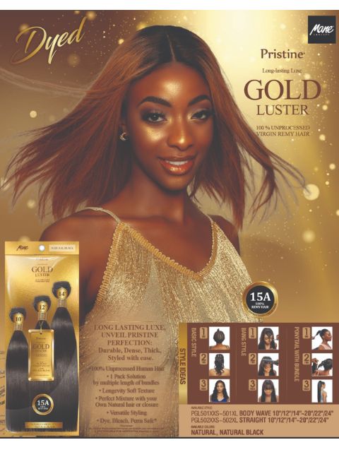 Mane Concept Pristine 100% Human Hair 15A Remy  502XL STRAIGHT- PGL502XXS