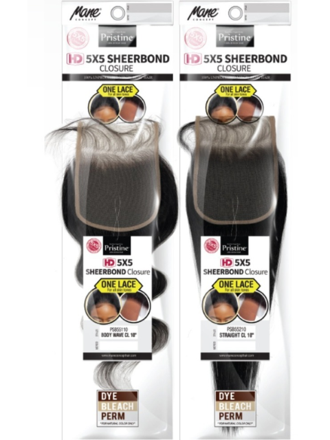 Mane Concept Pristine 100% Human Hair HD 5x5 SheerBond Closure- BODY WAVE 10"-16"(PSB55110-55116)