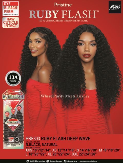 Mane Concept Pristine Ruby Flash 100% Virgin Human Hair (PRF303) RUBY FLASH DEEP WAVE