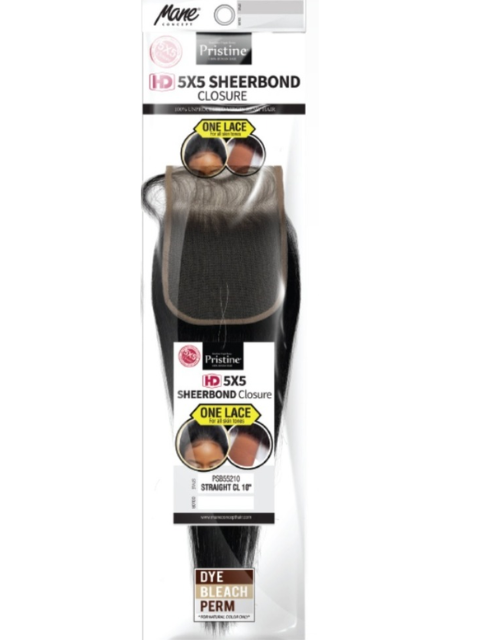 Mane Concept Pristine 100% Human Hair HD 5x5 SheerBond Closure- STRAIGHT CLOSURE 10"-16"(PSB55210-55216)