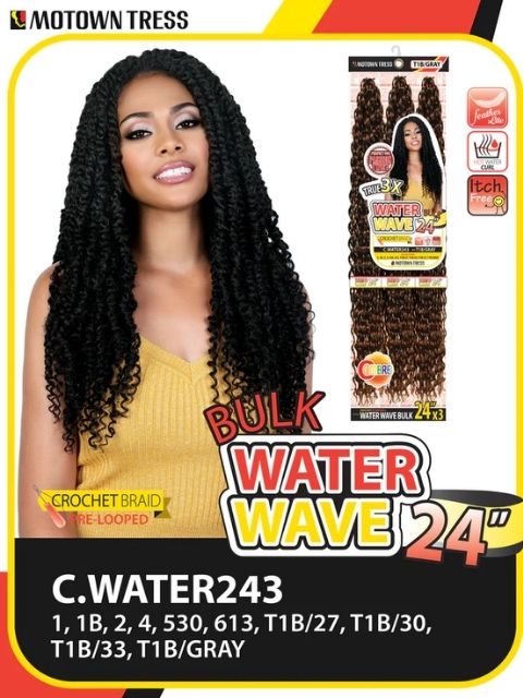 Motown Tress Pre-Loop 3X WATER WAVE 24" Crochet Bulk  Braid (C.WATER243)