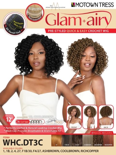 Motown Tress Glam Airy Pre-styled Quick and Easy Crochet Part Lace Wig-WHC.DT3C"