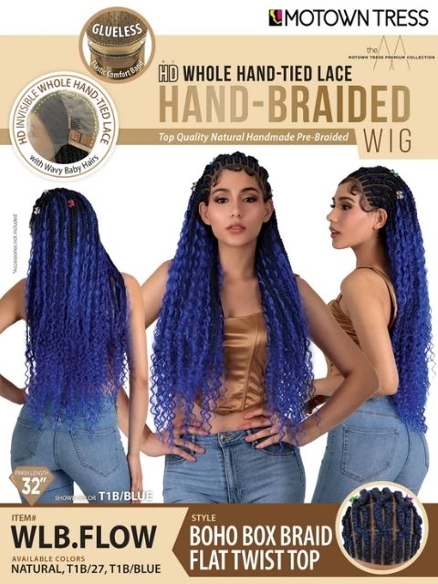 Motown Tress HD Invisible Whole Hand-Tied Braided Lace Wig - WLB.FLOW