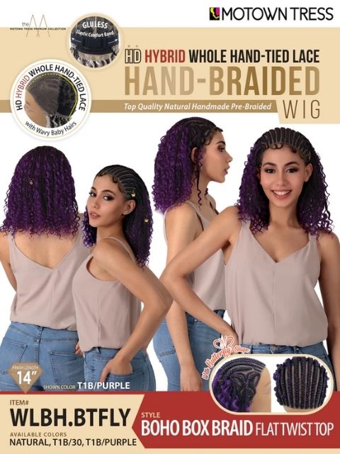 Motown Tress HD Hybrid Hand Braided Whole Hand-Tied Lace Wig - WLBH.BTFLY