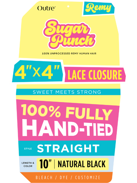 Outre SugarPunch 100% Unprocessed Human Hair- 4x4 HD STRAIGHT Lace Closure