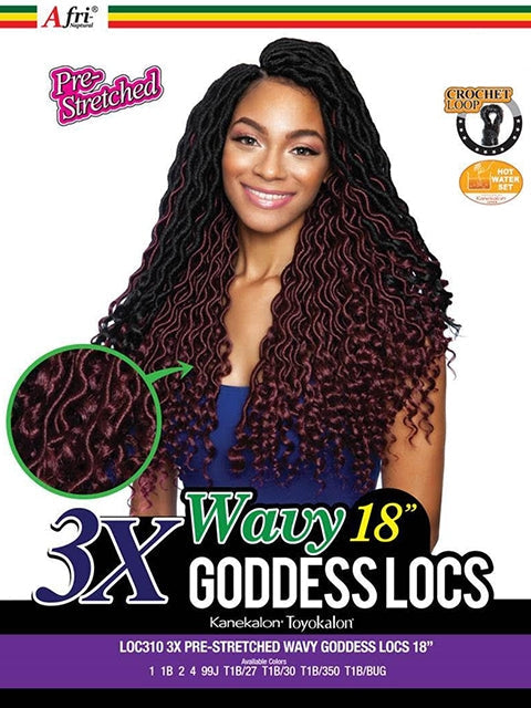 Mane Concept Afri Naptural 3X Pre-Stretched WAVY GODDESS LOCS Braid 18 LOC310