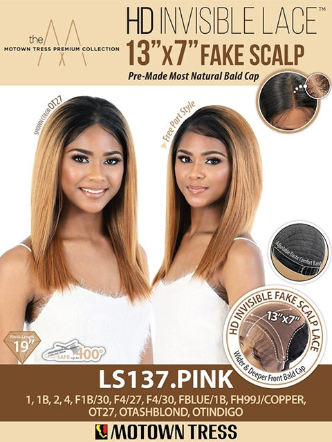 Motown Tress Premium Synthetic 13x7 HD Invisible Fake Scalp Lace Wig - LS137.PINK