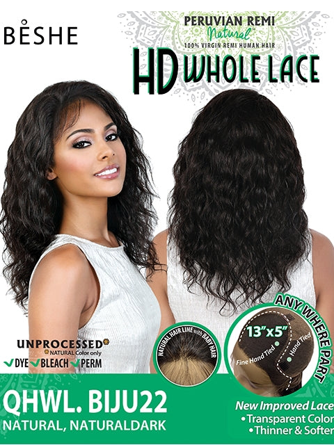 Beshe Peruvian Natural Human Remi Hair HD Whole Lace Wig - QHWL.BIJU22