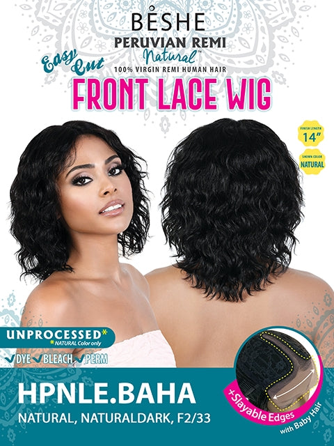 Beshe Peruvian Brazilian Natural Human Remi Hair Lace Front Wig - HPNLE BAHA