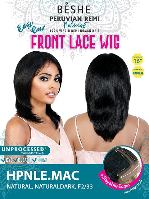 Beshe Peruvian Brazilian Natural Human Remi Hair Lace Front Wig - HPNLE MAC