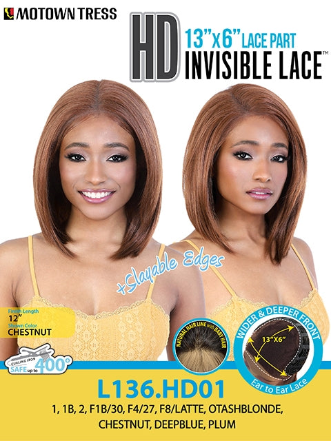 Motown Tress Premium Synthetic HD Invisible 13x6 Deep Lace Front Wig - L136.HD01