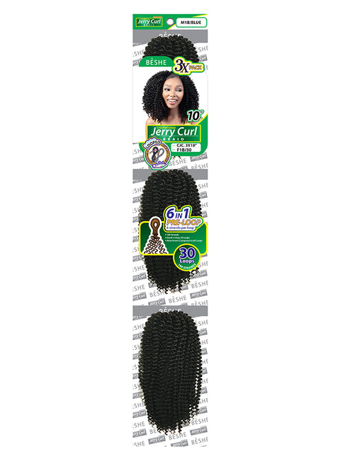 Beshe Pre-Looped 3X JERRY CURL Crochet Braid 10"