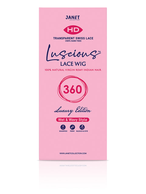 Janet Collection Luscious Remy Indian Human Hair Wet & Wavy HD 360 Lace Wig - FRENCH DEEP