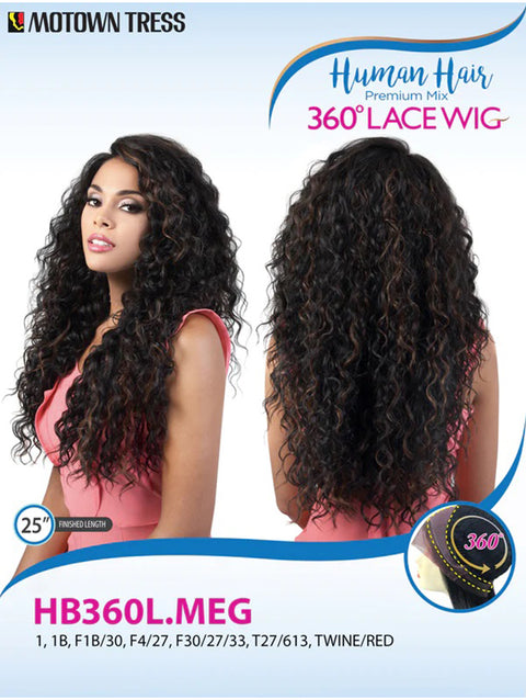 Motown Tress Human Hair Blend 360 Lace Wig - HB360L.MEG