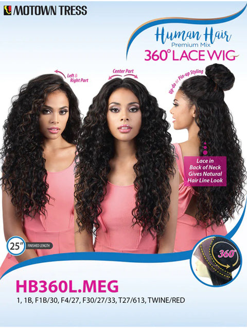 Motown Tress Human Hair Blend 360 Lace Wig - HB360L.MEG