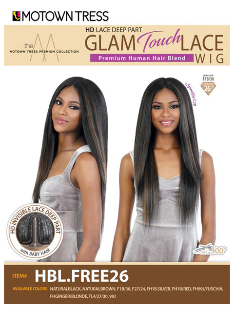 Motown Tress Premium Human Hair Blend Glam Touch Lace Wig - HBL.FREE26