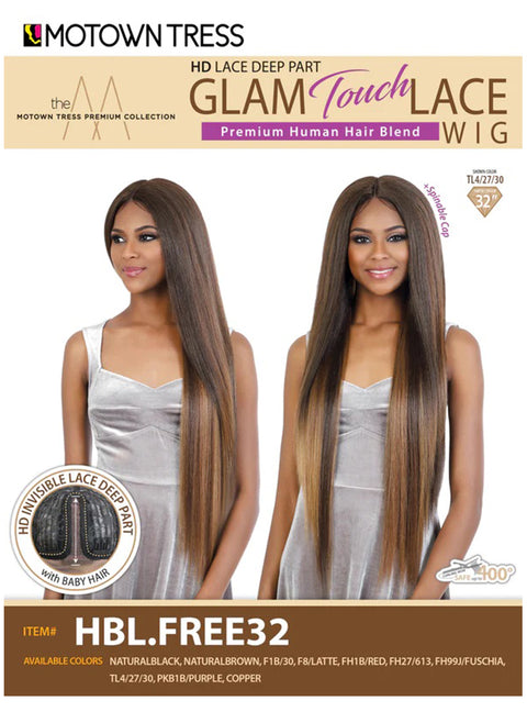 Motown Tress Premium Human Hair Blend Glam Touch Lace Wig - HBL.FREE32