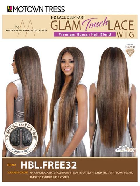 Motown Tress Premium Human Hair Blend Glam Touch Lace Wig - HBL.FREE32