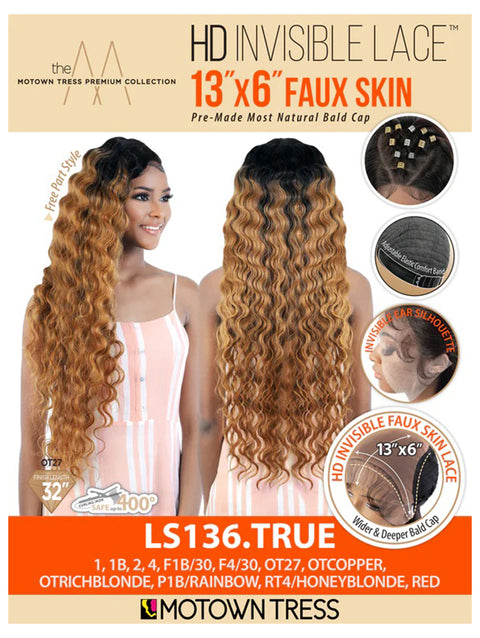 Motown Tress Premium Synthetic 13x6 Faux Skin HD Invisible Lace Wig - LS136.TRUE