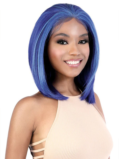 Motown Tress Premium Synthetic 13x7 HD Invisible Fake Scalp Lace Wig - LS137.BLUE