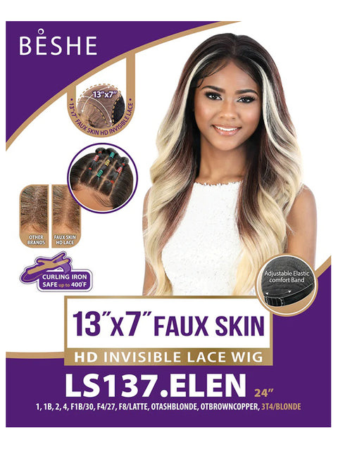 Beshe Premium Synthetic 13x7 HD Invisible Faux Skin Lace Wig - LS137.ELEN