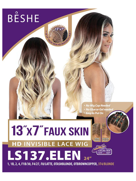 Beshe Premium Synthetic 13x7 HD Invisible Faux Skin Lace Wig - LS137.ELEN