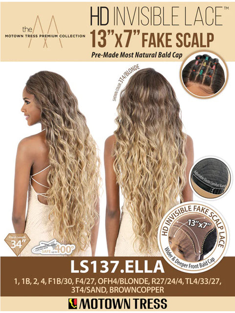 Motown Tress Premium Synthetic 13x7 HD Invisible Fake Scalp Lace Wig - LS137.ELLA