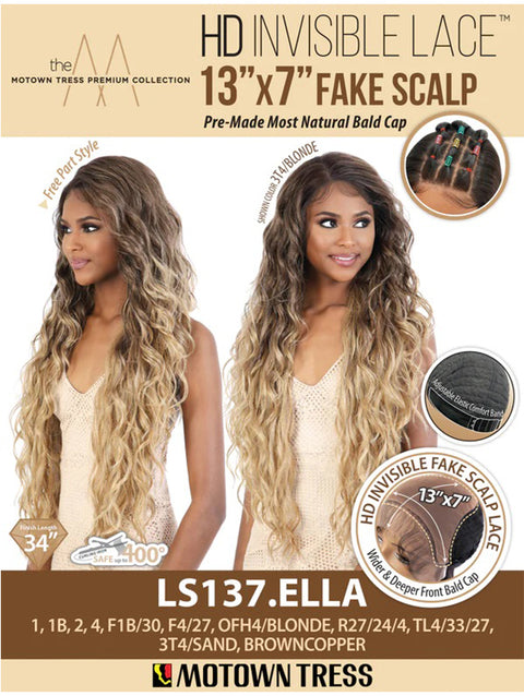 Motown Tress Premium Synthetic 13x7 HD Invisible Fake Scalp Lace Wig - LS137.ELLA