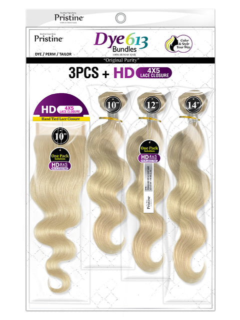 Mane Concept Pristine BODY WAVE Weave 3PCS with HD 4x5 Lace Closure