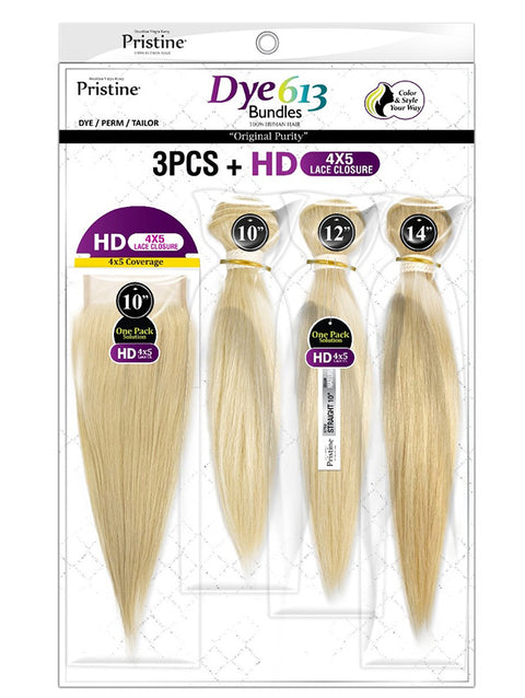 Mane Concept Pristine STRAIGHT Weave 3PCS with HD 4x5 Lace Closure