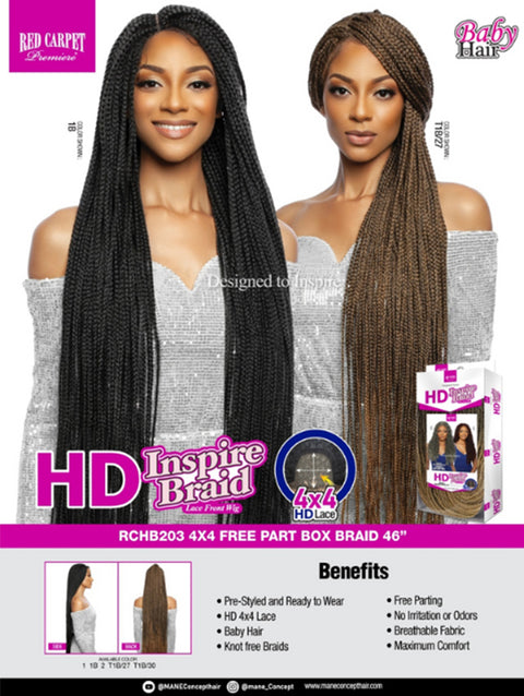 Mane Concept HD Inspire Braid 4x4 Free Part Lace Front Wig - RCHB203 BOX BRAID 46