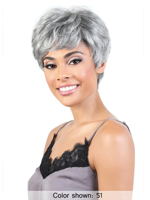 Motown Tress Human Hair Silver Gray Hair Collection Wig - SH.AISHA