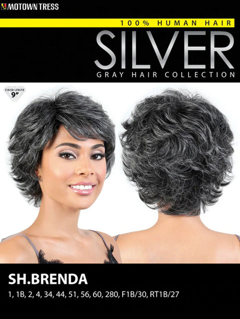 Motown Tress Human Hair Silver Gray Hair Collection Wig - SH.BRENDA