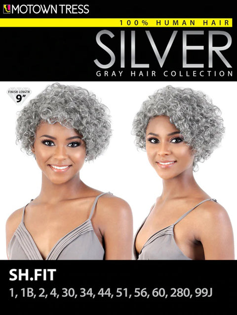 Motown Tress Human Hair Silver Gray Hair Collection Wig - SH.FIT