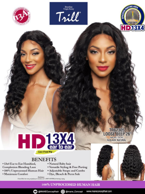 Mane Concept Trill 13A 100% Unprocessed Human Hair 13x4 HD Lace Wig - TRE2305 LOOSE DEEP 26"