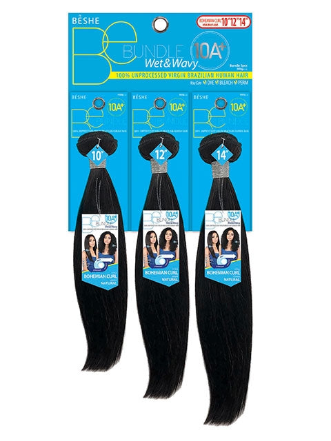 Beshe 10A+ Be Bundle Human Hair Wet and Wavy BOHEMIAN CURL Weave 3pc (HW.BH)