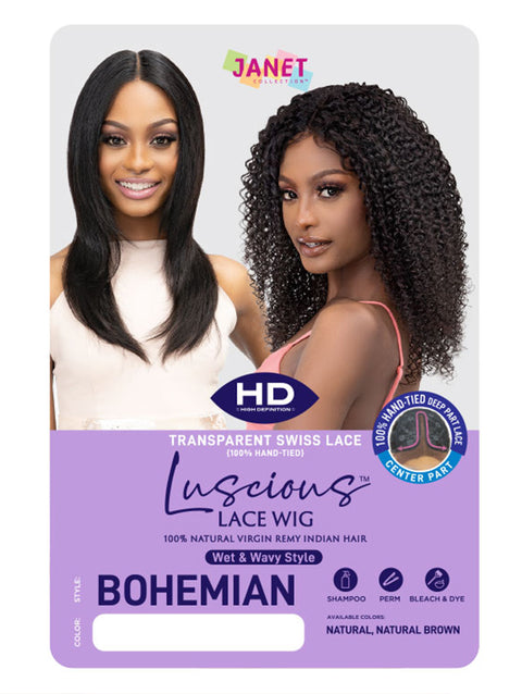 Janet Collection Luscious Remy Indian Human Hair Wet & Wavy HD Lace Wig - BOHEMIAN