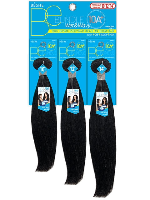 Beshe 10A+ Be Bundle Human Hair Wet and Wavy DEEP WAVE Weave 3pc (HW.DP)