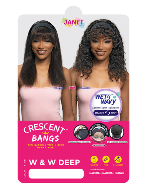 Janet Collection 100% Human Hair Crescent Band Wet&Wavy Wig - DEEP
