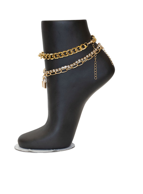 Esha  Anklet Set 3pc - Love Lock down