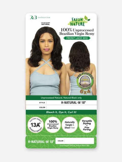 R&B Collection 100% Unprocessed Human Hair Pre-Plucked 6x4 Lace Front Wig - H-NATURAL-W 18