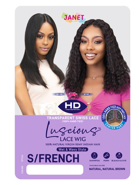 Janet Collection Luscious Remy Indian Human Hair Wet & Wavy HD Lace Wig - S/FRENCH