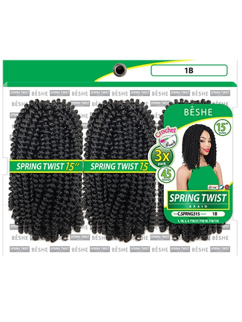 Beshe Pre-Looped 3X SPRING TWIST Crochet Braid 15
