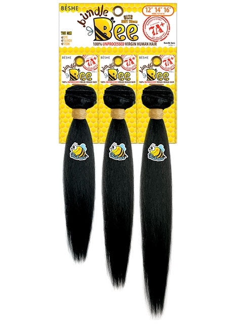 Beshe 7A+ Bundle Bee Human Hair STRAIGHT Weave 3pc (HBS)