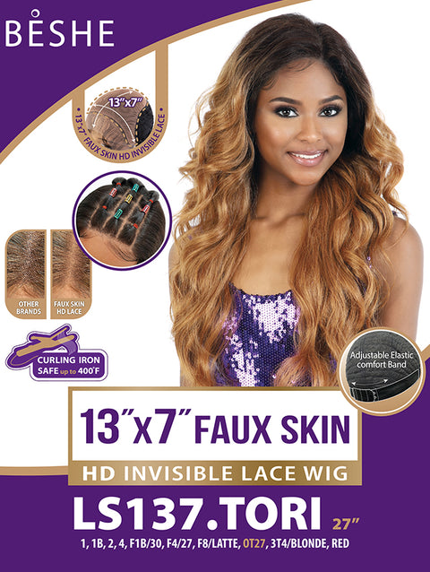 Beshe Premium Synthetic 13x7 HD Invisible Fake Skin Lace Wig - LS137.TORI